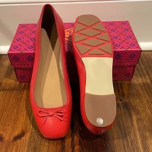 Tory Burch Poppy Orange Laila 2 Ballet Flats 8.5
